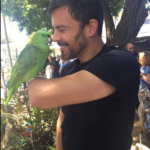 Frank Napolitano and an exotic bird