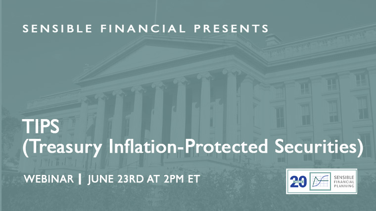 The graphic shows the title of the webinar on TIPS (Treasury Inflation-Protected Securities).