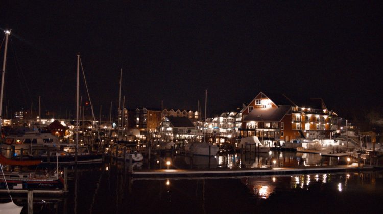 The picture shows Annapolis harbor at night because the person profiled in the article retired to Annapolis. trust