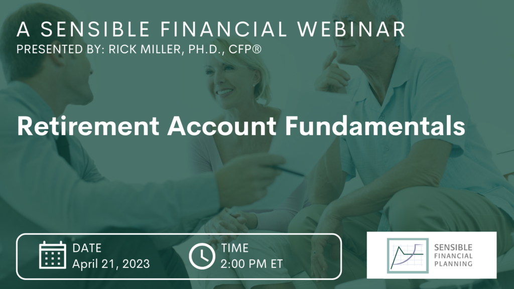 The banner shows the title of the webinar, Retirement Account Fundamentals.
