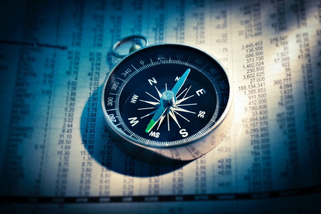 The picture is of a compass on the stock page of the newspaper. The article is about SVB.