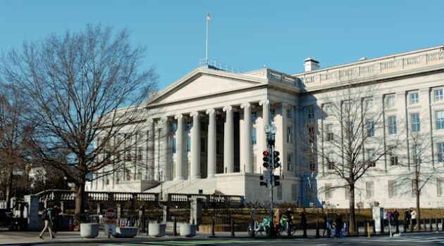 The picture shows the US Treasury building because the article is about TIPS and Treasury bonds.