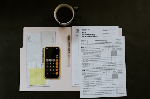 The picture shows an IRS form for withholding and estimated taxes.